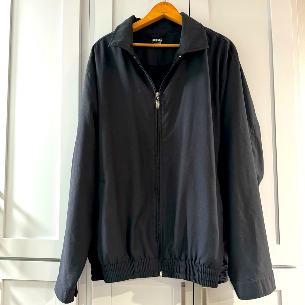 Ping Performance Dynamics Black Zip Up Golf Jacket Windbreaker‎ size Large